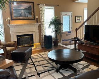 Leather couch, chair, ottoman