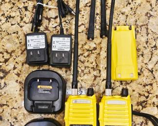 Baofeng dual band handheld radios set of two with two Chargers and extra antennas