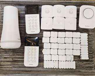 Simplisafe security system with door/window sensors, 2 keypads, tower, motion sensors and glass break sensors. Factory reset and ready for their new home. Sold as set