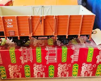 LGB 4021 G-scale high-side brown gondola train car made by Lehmann-Gross-Bahn (Lehmann)