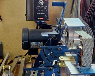 TW90 Vertical/Horizontal Grinder made by Wuertz Machine Works, a professional 2x72-inch belt grinder designed for knifemaking and metalworking. Bench not included
