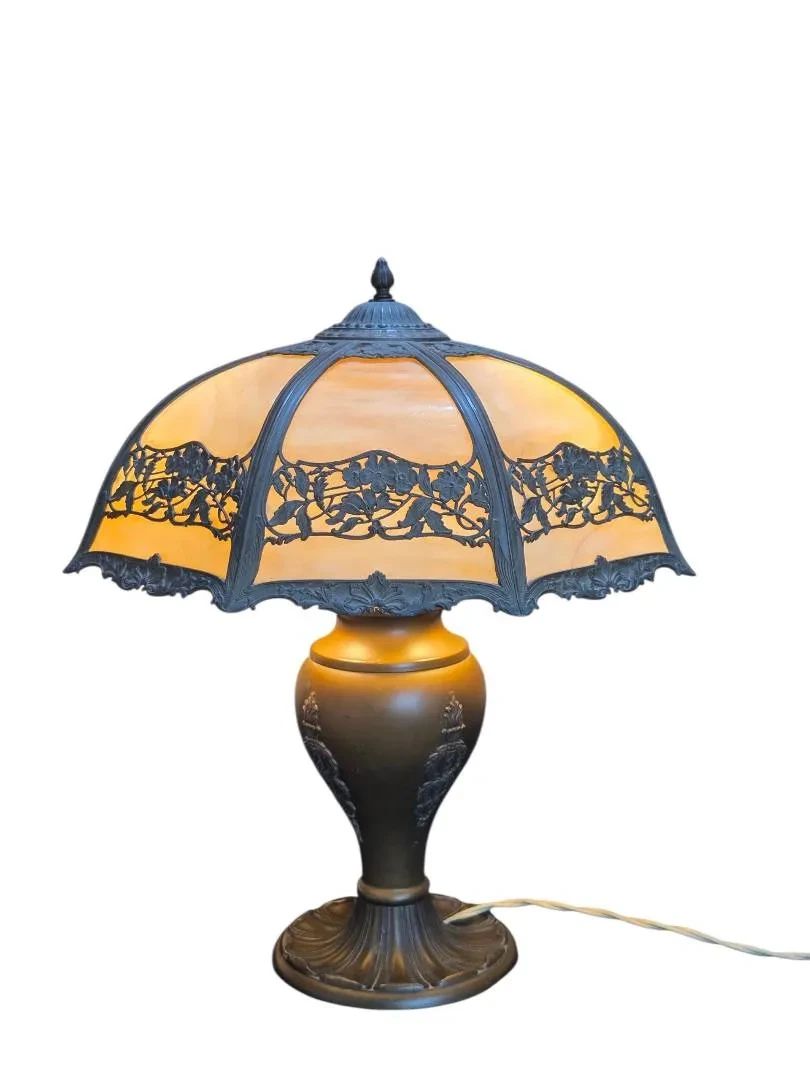 01 Antique Slag Glass Lamp