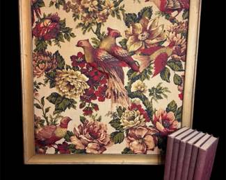 Vintage Framed Pheasant Tapestry Wall Art And Shakespeare Collection