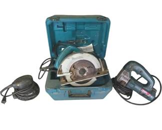 3Pc Woodworking Lot Makita 714 Circular Saw with Case, Jigsaw Sander