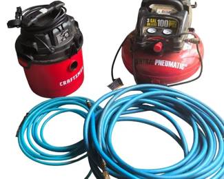 Craftsman Shop Vac Central Pneumatic 3Gal Compressor Lot