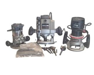 3pc Woodworking Router Lot PorterCable, Craftsman, Black Decker