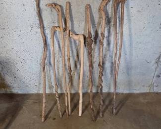 Lot of 8 Rustic Handmade Wood Walking Sticks VineTwisted Canes
