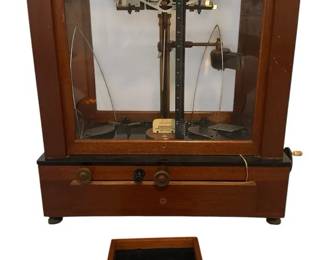 Antique Christian Becker Analytical Balance Scale with Original Weight Set Wooden Case