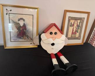 Handmade Santa Birdhouse And Holiday Wall Decor