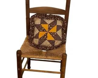 Vintage Handmade ShakerStyle Wood LadderBack Chair Footstool Set