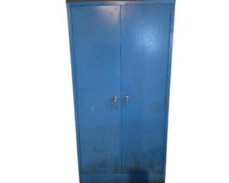 Vintage Industrial Blue Metal Storage Cabinet