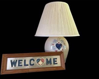 Large Folk Art Pottery Lamp Framed Art