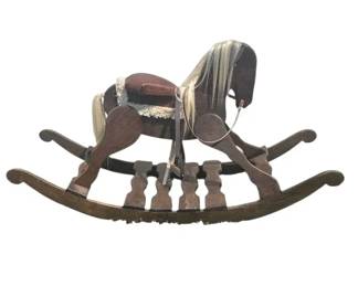08 Vintage Handcrafted Wooden Bow Rocker Rocking Horse