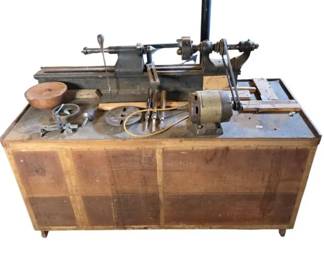 06 Vintage Craftsman 12 Wood Lathe with Custom Cabinet and Accessories