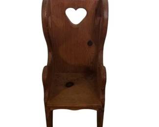 Handmade By Owner Wooden Childsdoll Chair With Heart Cutout