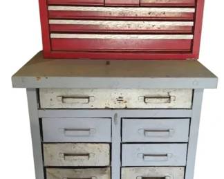 Auto Shop Tool Storage Cabinet And An 11 Drawer Metal Cabinet Bundle