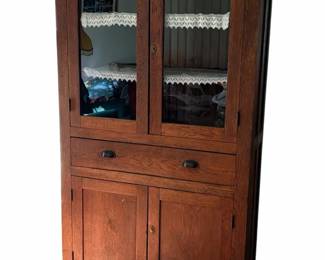 04 Primitive Oak China Hutch
