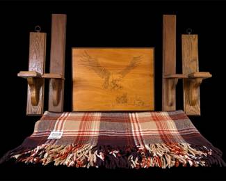 Vtg Handmade Wood Decor Cozy Blanket