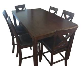Elements International 7Piece CounterHeight Dining Set Dark Espresso Cherry Finish