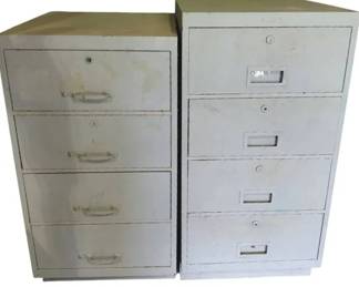 Pair Of Heavy Duty Metal Shop Organizing Cabinets