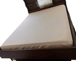 Vintage Dark Wood Queen Size Waterbed Frame Comforter