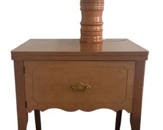 Vintage MidCentury Hideaway Sewing Machine Nightstand Duo
