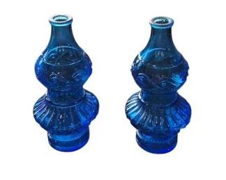 Vintage 1970 Blue Glass Bottles