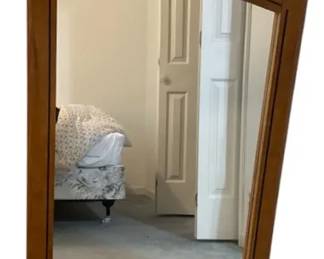 Vintage MidCentury Modern Arched Wooden Dresser Mirror