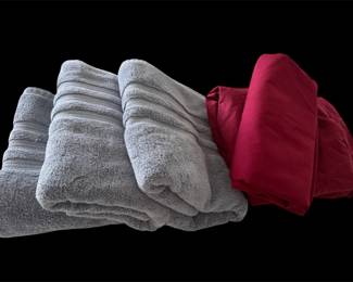 Three Large Bath Sheets And King Sheet Set