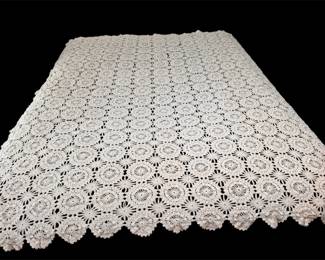 Vintage Hand, Crocheted Bedspread Or Tablecloth