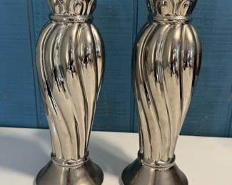 SILVERTONE CANDLE STICKS