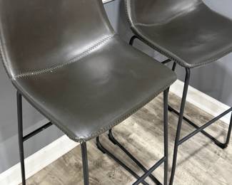UPHOLSTERED BAR STOOLS PU W METAL FRAME & FOOT REST