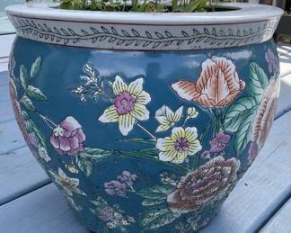 PORCELAIN ASIAN KOI FISH BOWL STYLE FLOWER POT