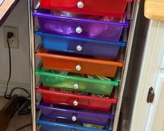 Multi colored drawers for beading