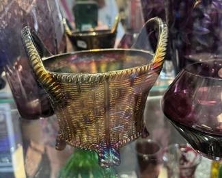 vintage Carnivale glass basket and more