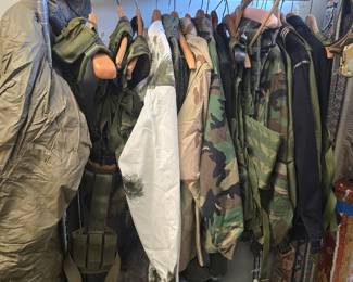 lots of military gear and clothing