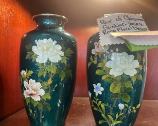 pair of cloisonne vases