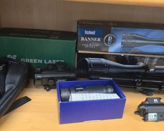 scopes, lasers and more Most new in box some slightly used