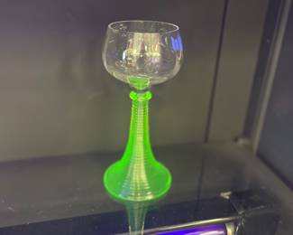 Uranium glass goblet.