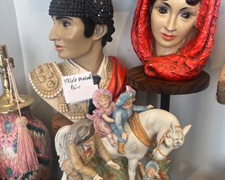 large porcelain horse scene and fmore