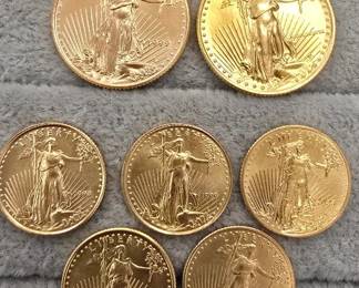 1/10 and 1/4oz gold coins