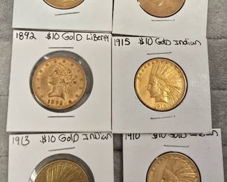 Gold Liberty and Gold Indian 10dollar Coins