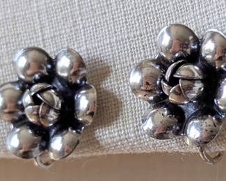 Vintage sterling rose earrings