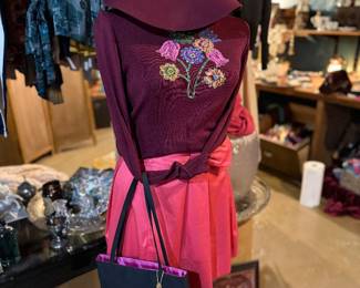 Vintage Saks Crewel Sweater, YSL tote,