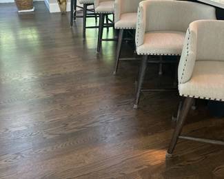 6 counter height curved back contemporary barrel design with nail head trim bar stools