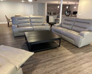 Power recliner leather sofa, loveseat, chair