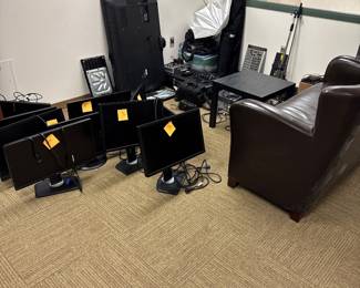Monitors, projectors, conference telephones 