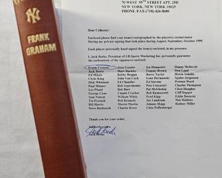 1943 copy of The New York Yankees by Frank Graham & autographed by NY Yankee Frank Crosetti.