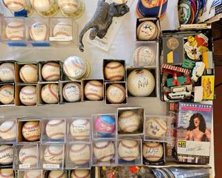 Over 50 autographed baseballs by HOFamers, US Presidents & Celebrities.