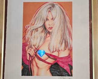 Many signed & framed pinup art by artist OLIVIA De Berardinis.